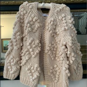 Chic Wish Knit Your Love Heart Popcorn Cardigan Sweater Light Pink